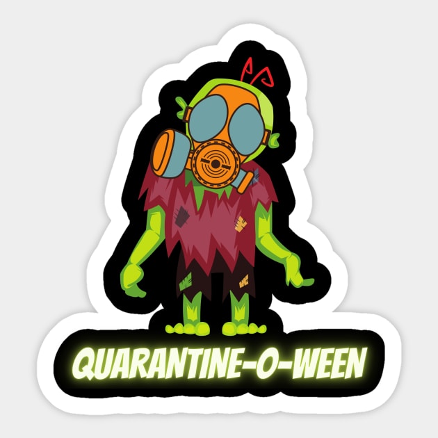 Quarantine-O-Ween Zombie Lovers Funny Halloween Gift Undead Costume Radioactive Zombie Living Radioactive Green Dead Gaz Mask Quarantine Mask Halloween for People in Quarantine Sticker by nathalieaynie